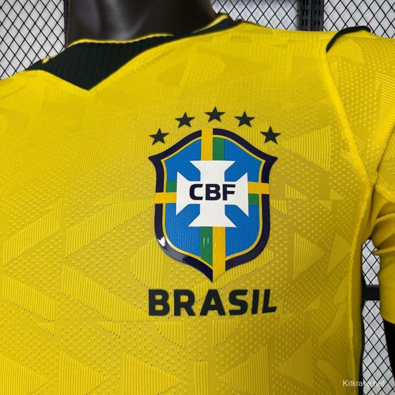 2026 Player Version Mens Brazil World Cup Home Long Sleeve Jersey