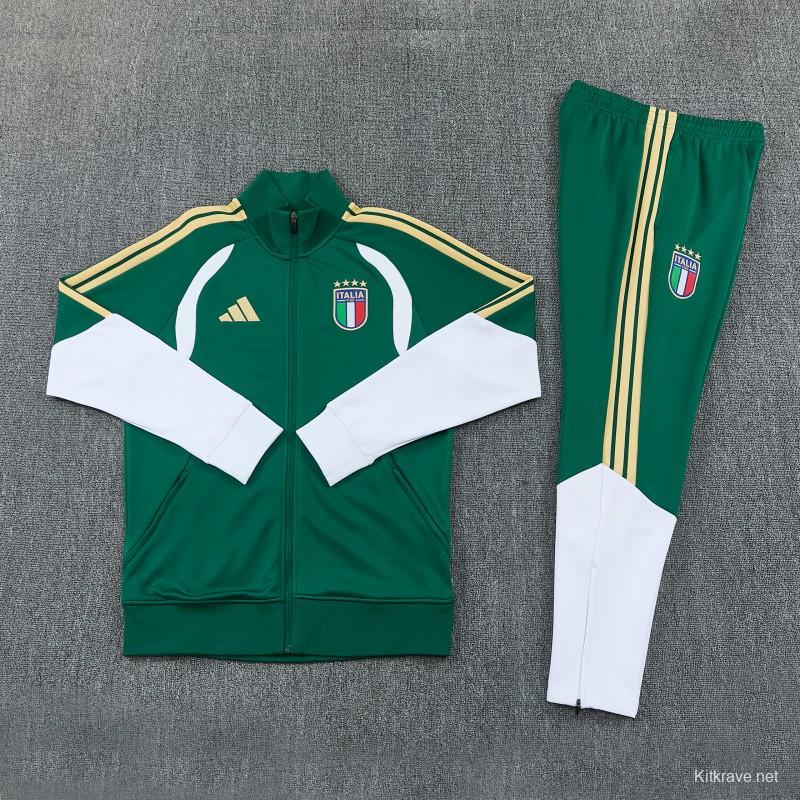 26/27 Italy Green Full Zipper  Jacket Tracksuit + Long Pants