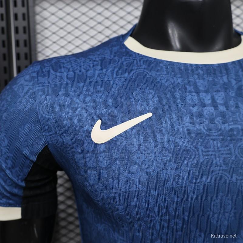 Player Version 2027 Portugal Away Blue with Jacquard Pattern Jersey