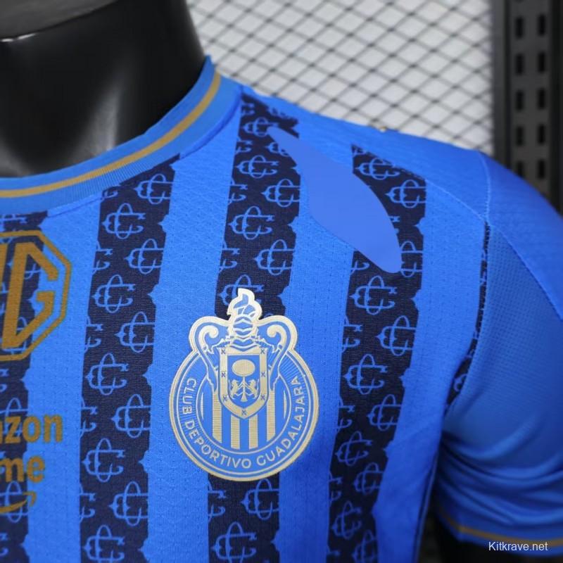 Player Version 26/27 Chivas Guadalajara Away Blue with Dark Stripe Pattern Jersey