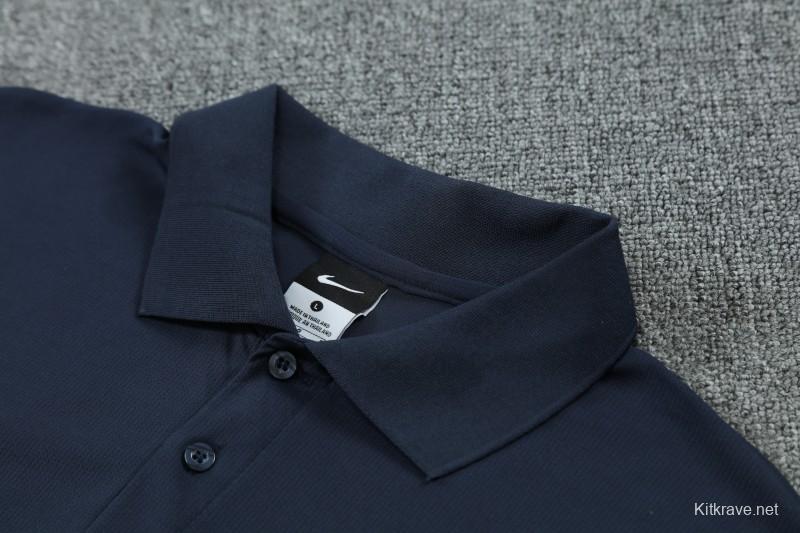 26/27  Barcelona Navy Blue Polo Training Shirt + Long Pants Tracksuit