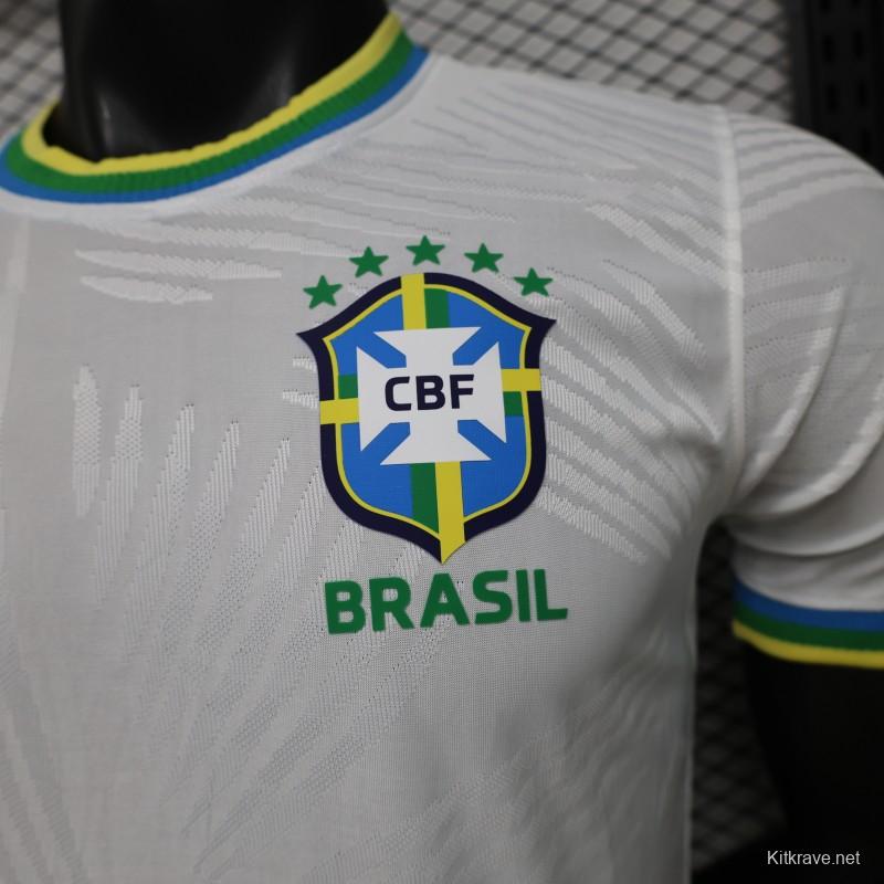 Player Version 2026 Brazil White with Palm Leaf Pattern Special Edition Jersey