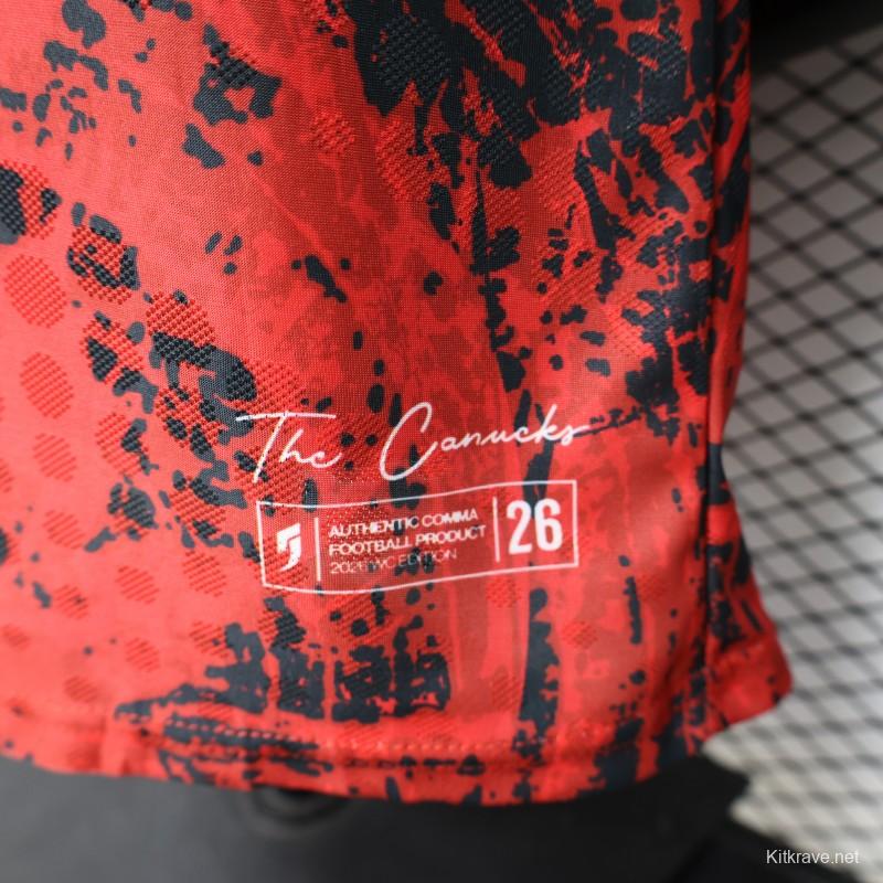 Player Version 2026 Canada National Team Red with Black Grunge Print Home Jersey