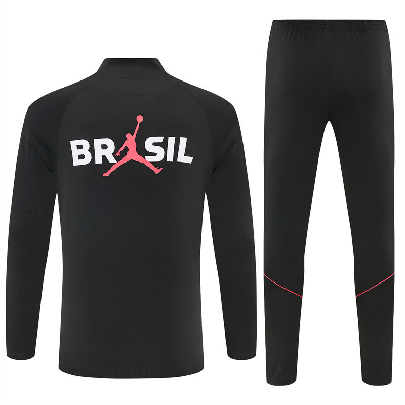 26/27 Brazil Black & Red Half Zipper Jacket Tracksuit + Long Pants
