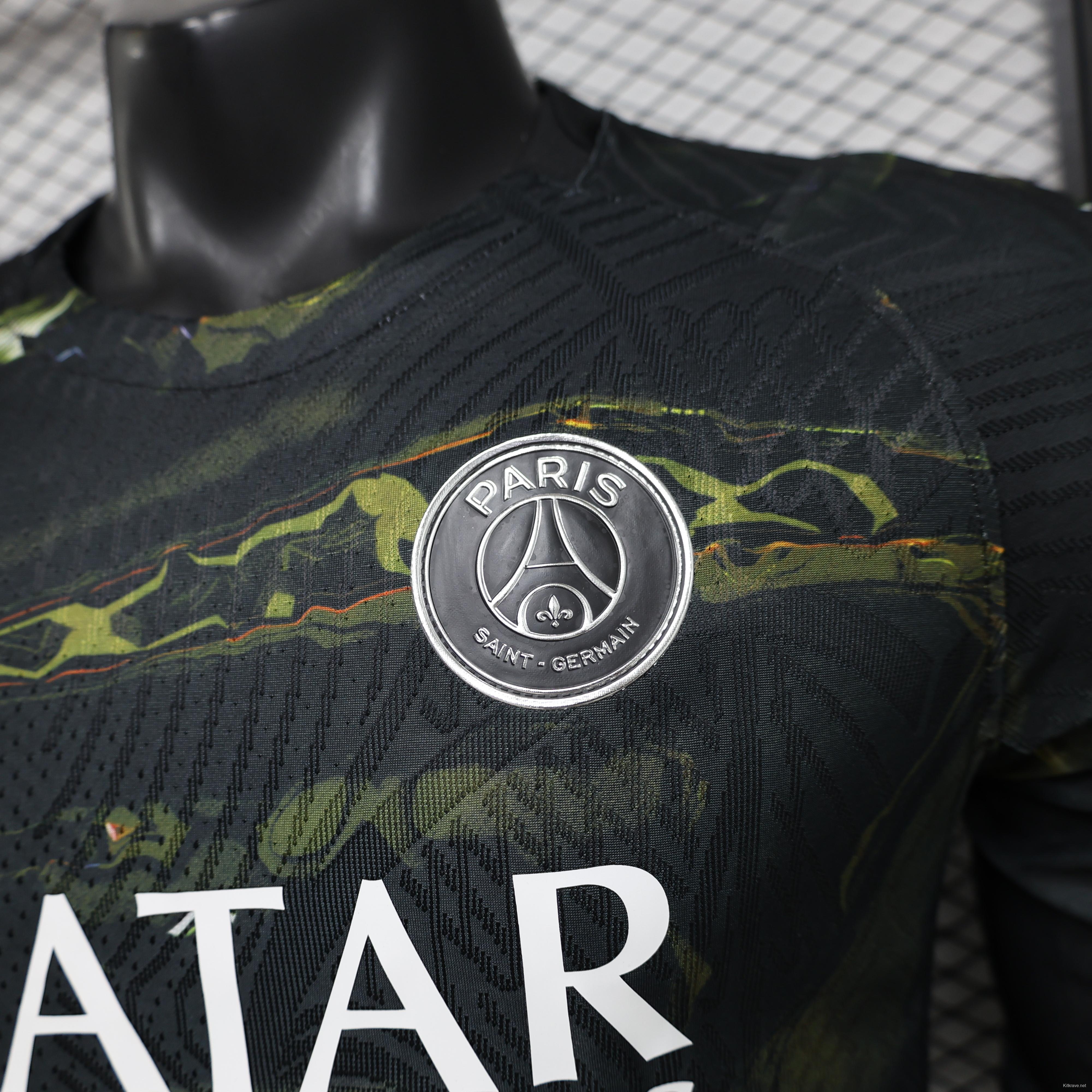 Player Version 26/27 Paris Saint-Germain Fourth Black & Gold/Green Lava Print Long Sleeve Special Edition Jersey