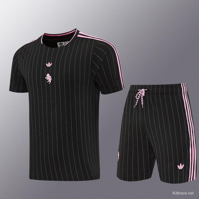 2026/27 Inter Miami CF Black Pinstripe Short Sleeve+Soccer Shorts