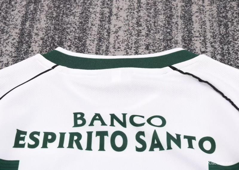 Retro Kids 01/03 Sporting CP White Green Home Long Sleeve Jersey