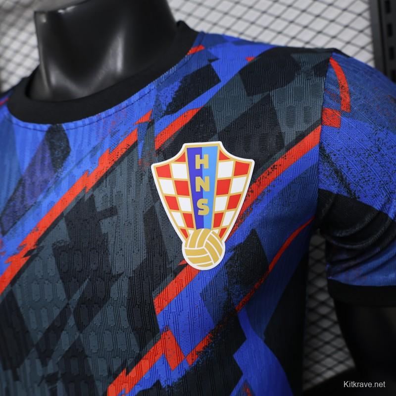 Player Version 2026 Croatia Third Special Edition Blue with Abstract Geometric Brushstroke Pattern Jersey