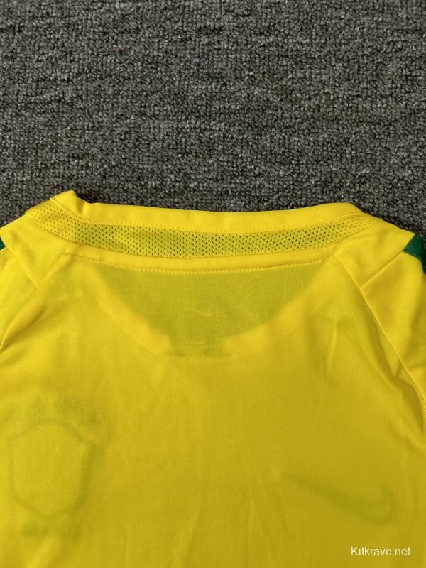 Retro Kids 2002 Brazil Home Long Sleeve Jersey