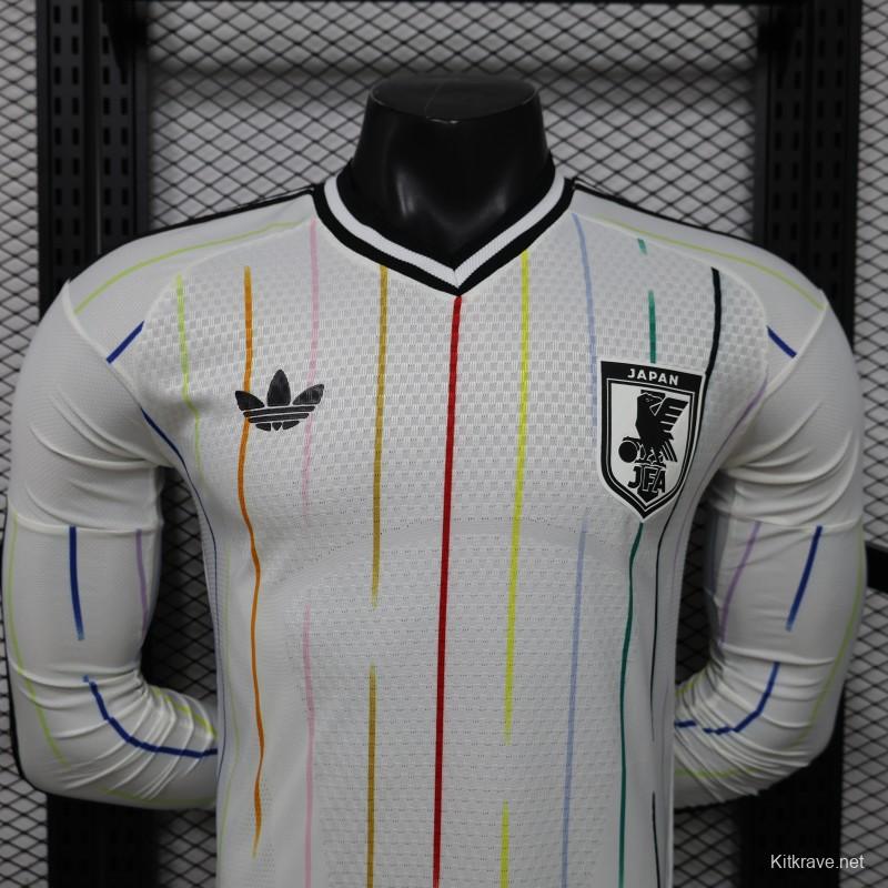 Player Version 2026 Japan Special Edition White with Rainbow  Pinstripe Long Sleeve Jersey