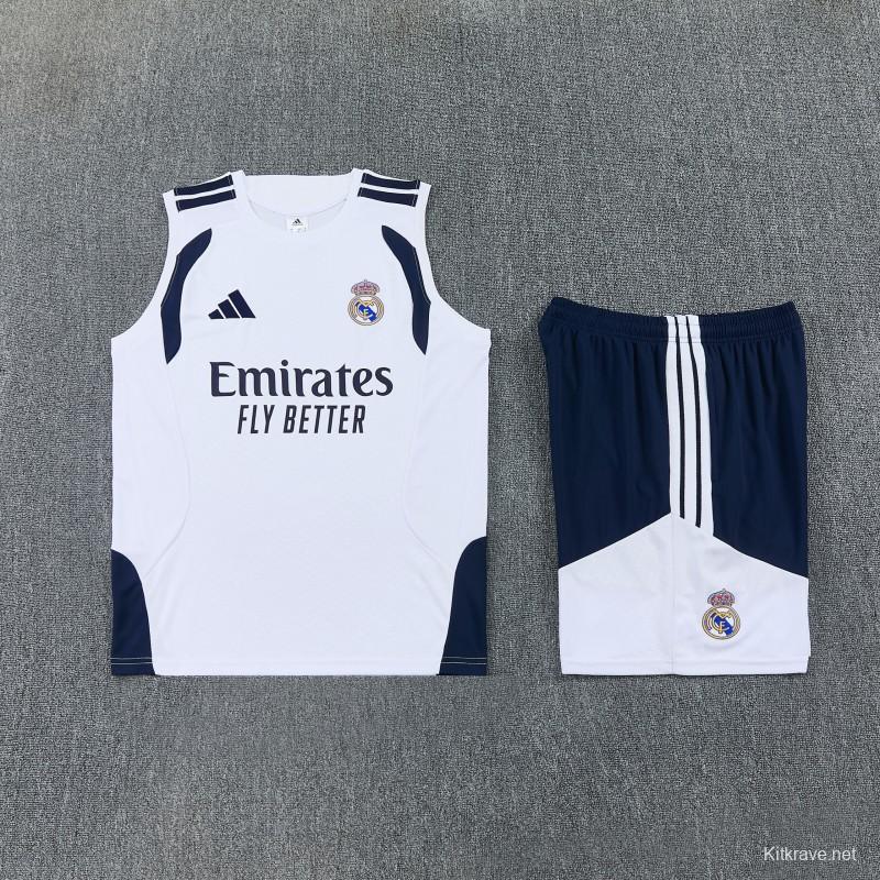 26/27 Real Madrid  White Sleeveless Vest Tracksuit + Short Pants