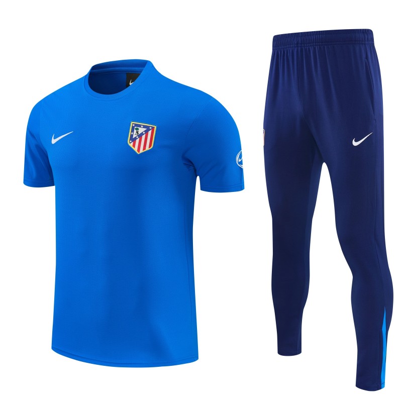 26/27 Atlético de Madrid Blue Short Sleeve Tracksuit + Navy Blue Long Pants