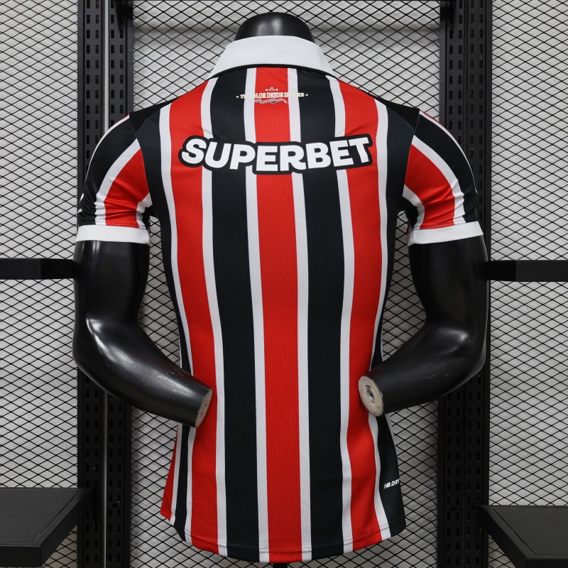 Player Version 26/27 São Paulo FC Away Red & Black Stripe  With White Collar Jersey