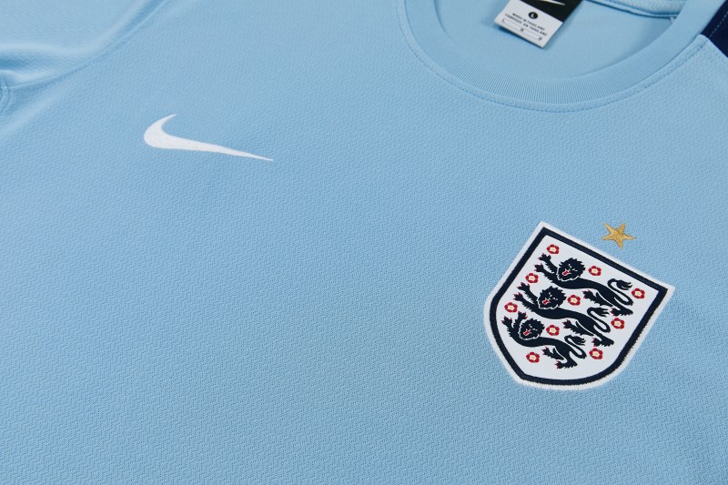 2026 England Sky Blue Short Sleeve + Navy Blue Soccer Shorts