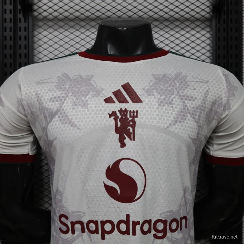Player Version 26/27 Manchester United Away Grey White Rose   Special Edition Jersey