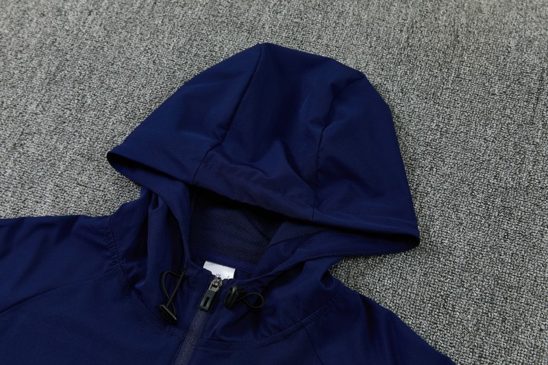 26/27 France Navy Blue Full Zipper Hooded Jacket Tracksuit + Long Pants