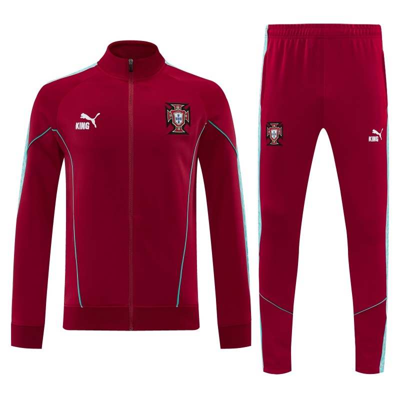 26/27 Portugal  Red Full Zipper Jacket Tracksuit + Long Pants