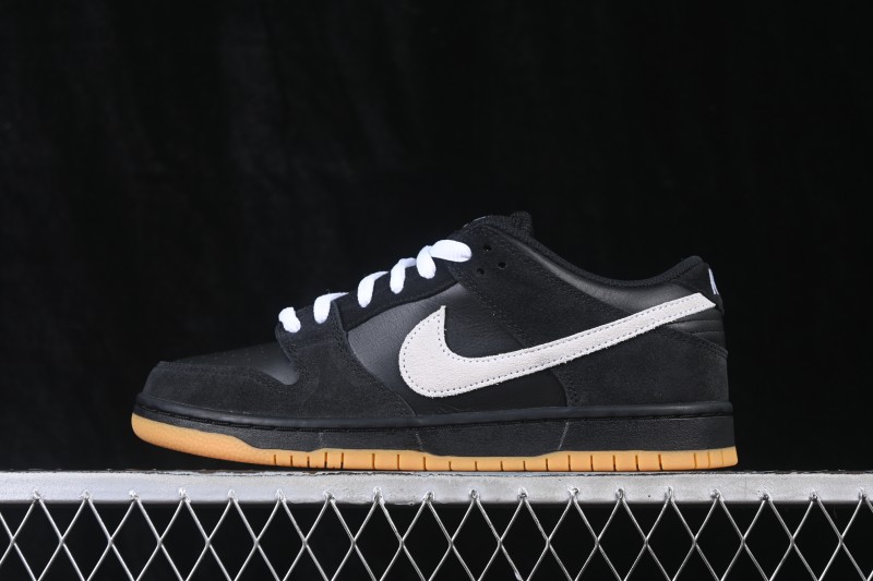 Nike SB Dunk Low Black Gum Light Brown Leather Skate Shoes - HF3704-003
