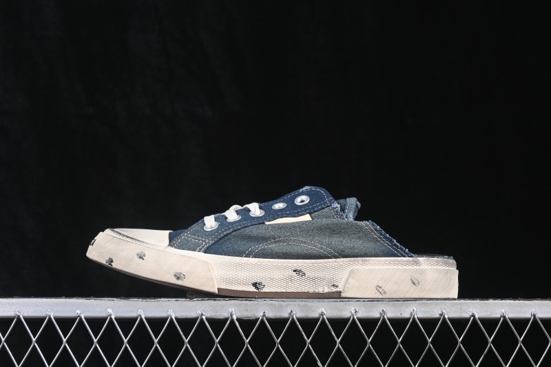 Balenciaga Paris Low Top Lace-Up Mules with Distressed Finish - W3RCL4090