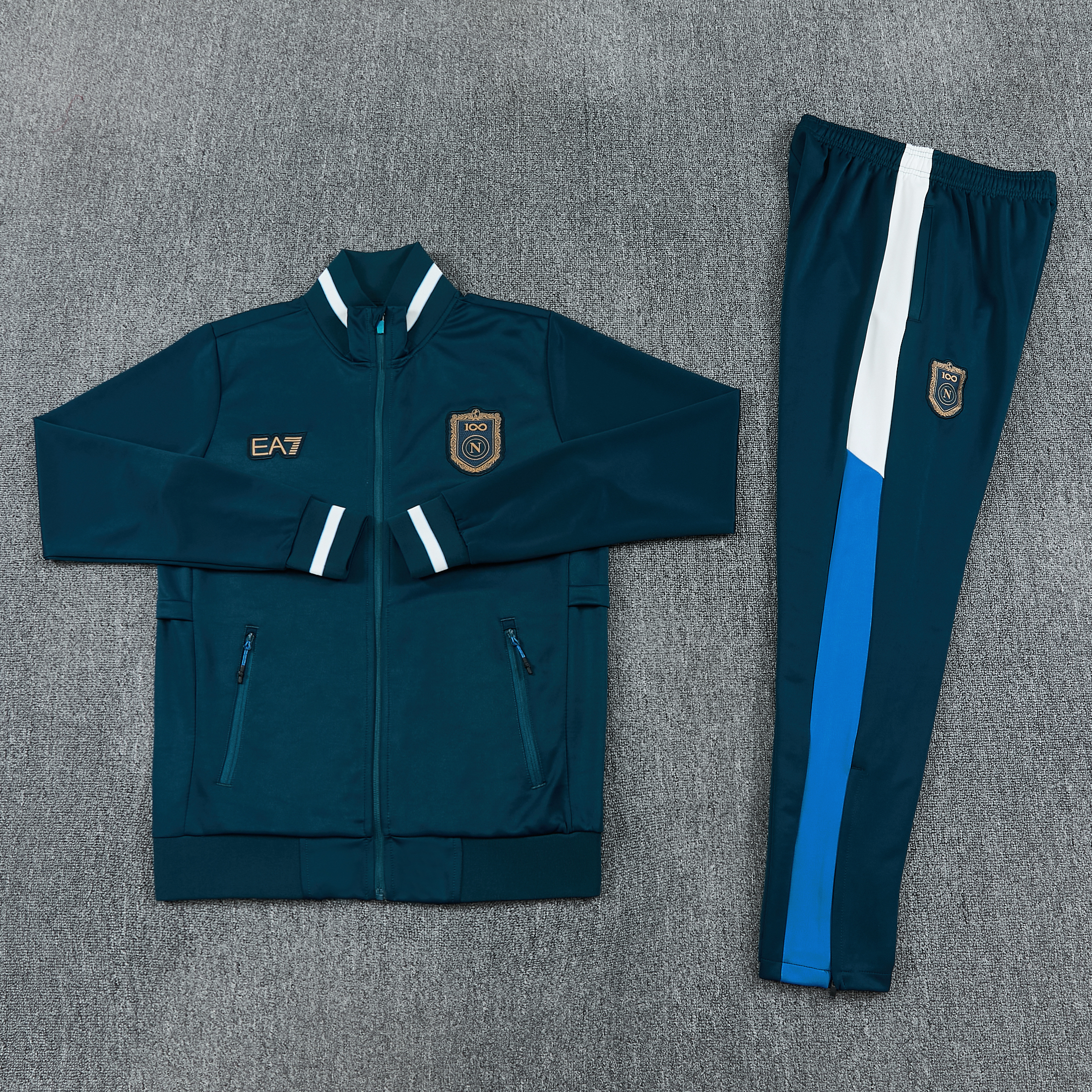 26/27 SSC Napoli Dark Green Full Zipper Jacket Tracksuit + Long Pants