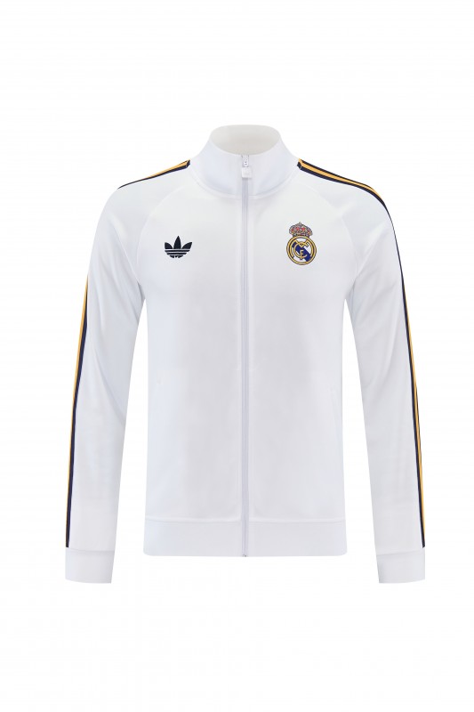 26/27 Real Madrid White Full Zipper Jacket Tracksuit + Long Pants