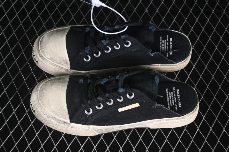 Balenciaga Paris Low Top Lace-Up Mule Worn-Effect Sneakers - W3RC49092