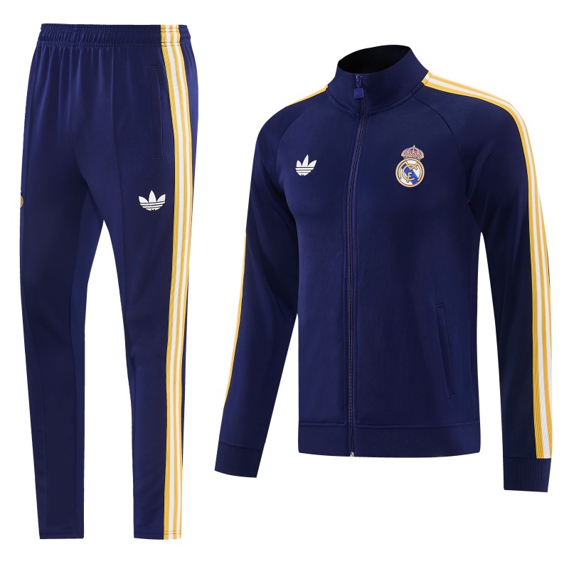 26/27 Real Madrid Navy Full Zipper Jacket Tracksuit + Long Pants