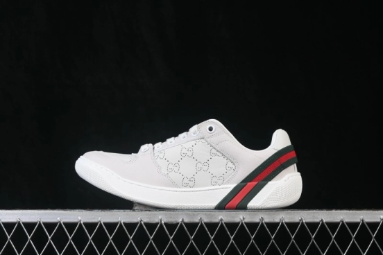 Gucci Primavera Screener Sneakers with Perforated GG Leather and Web Detail - FAGIV9078