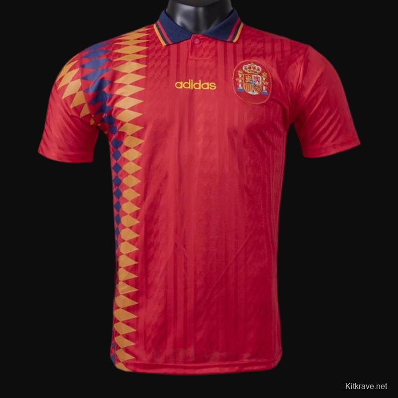 Retro 1994 Spain Home Soccer Jersey