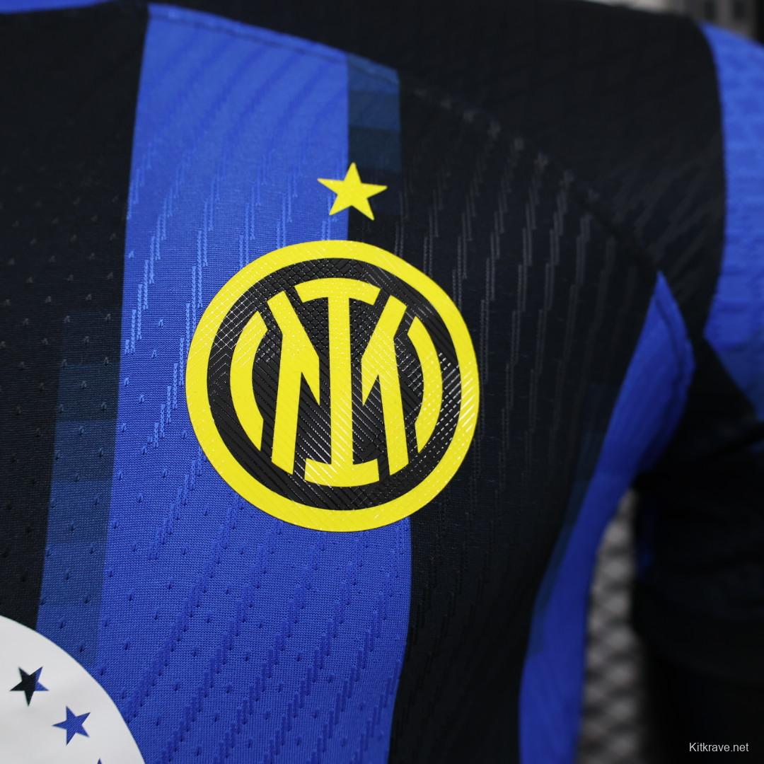 Player Version Retro 23/24 Inter Milan Home Jersey With Paramount Plus Sponsor