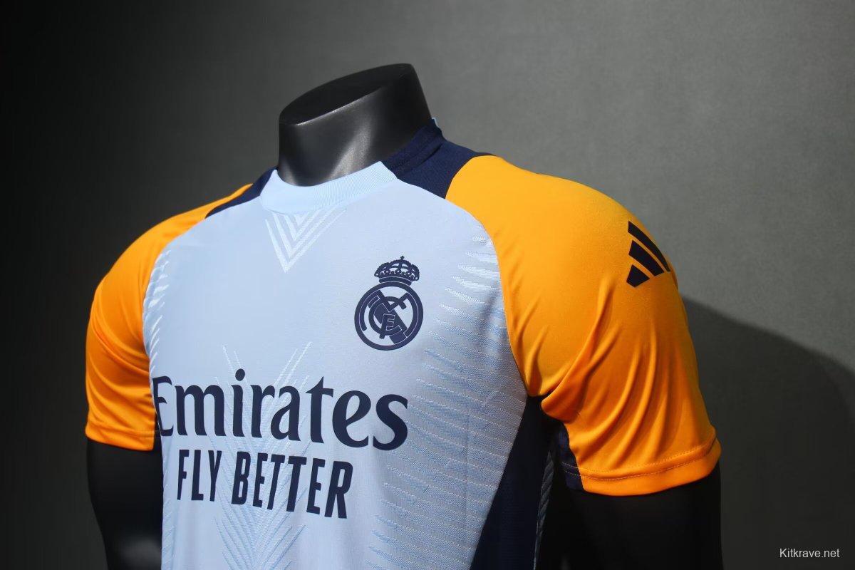 Player Version 24/25 Real Madrid Light Blue/Yellow Pre-Match Jersey