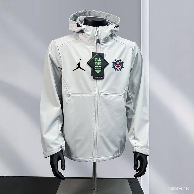 25/26 PSG White/Navy/Black/Olive Green Jordan Hooded Jacket