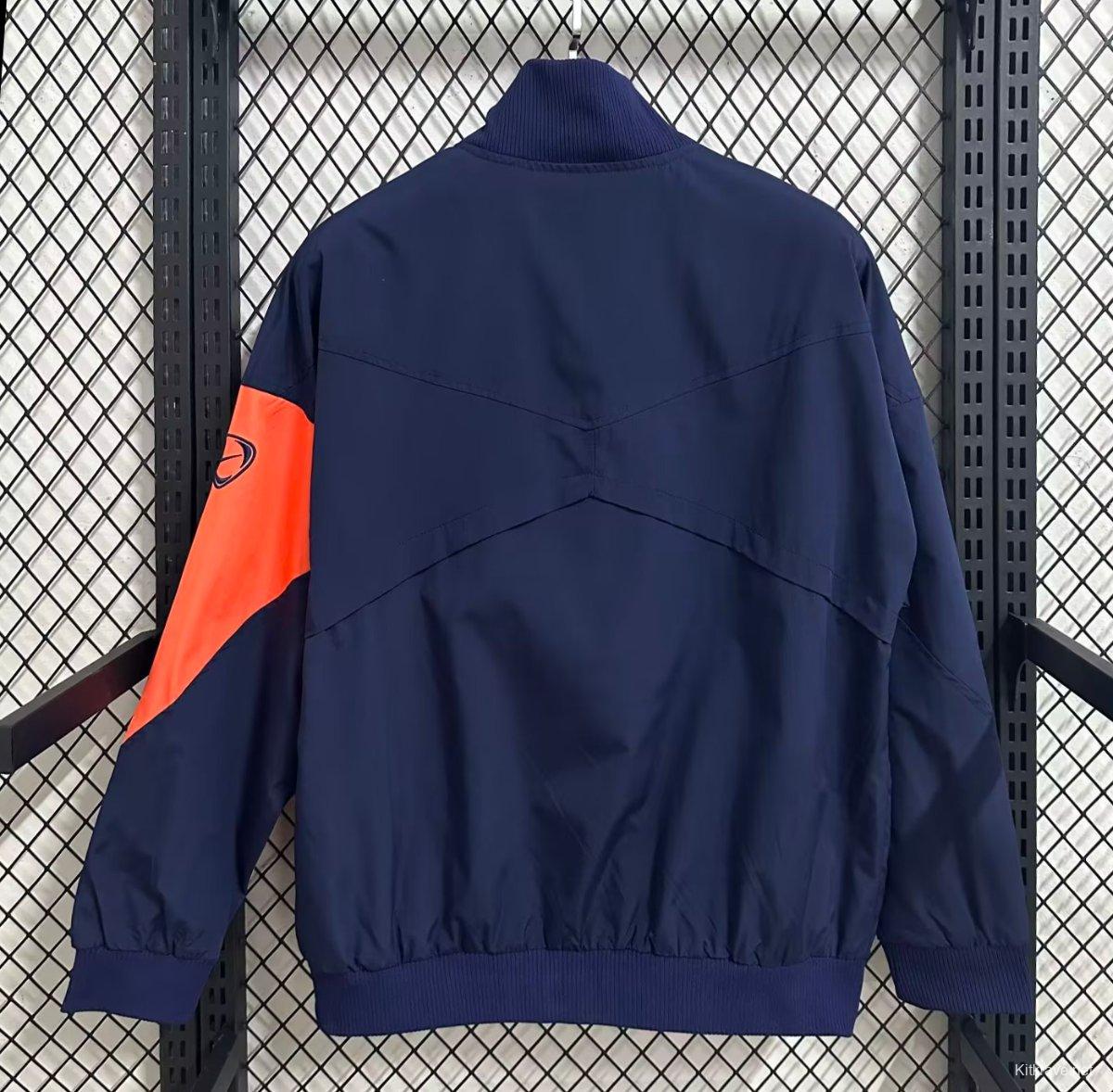25/26 Barcelona Navy Blue with Orange Full Zipper Windbreaker