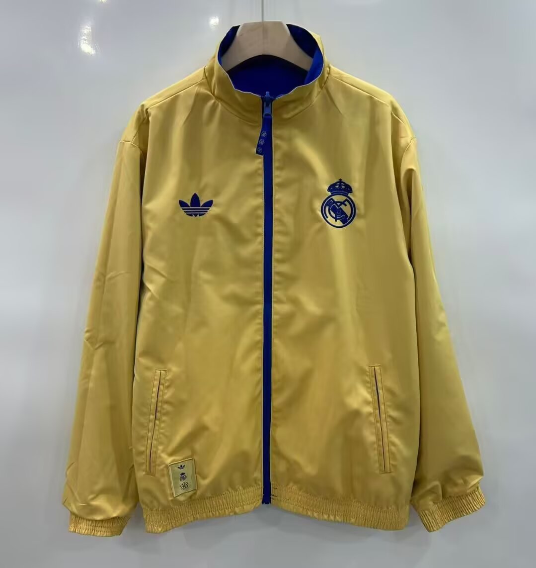 25/26 Real Madrid Golden/Blue Full Zipper Windbreaker