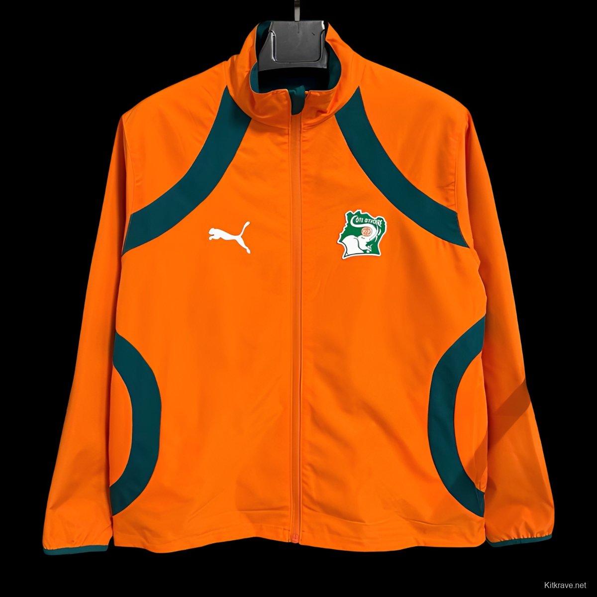 2026 Ivory Costa Orange Full Zipper Windbreaker
