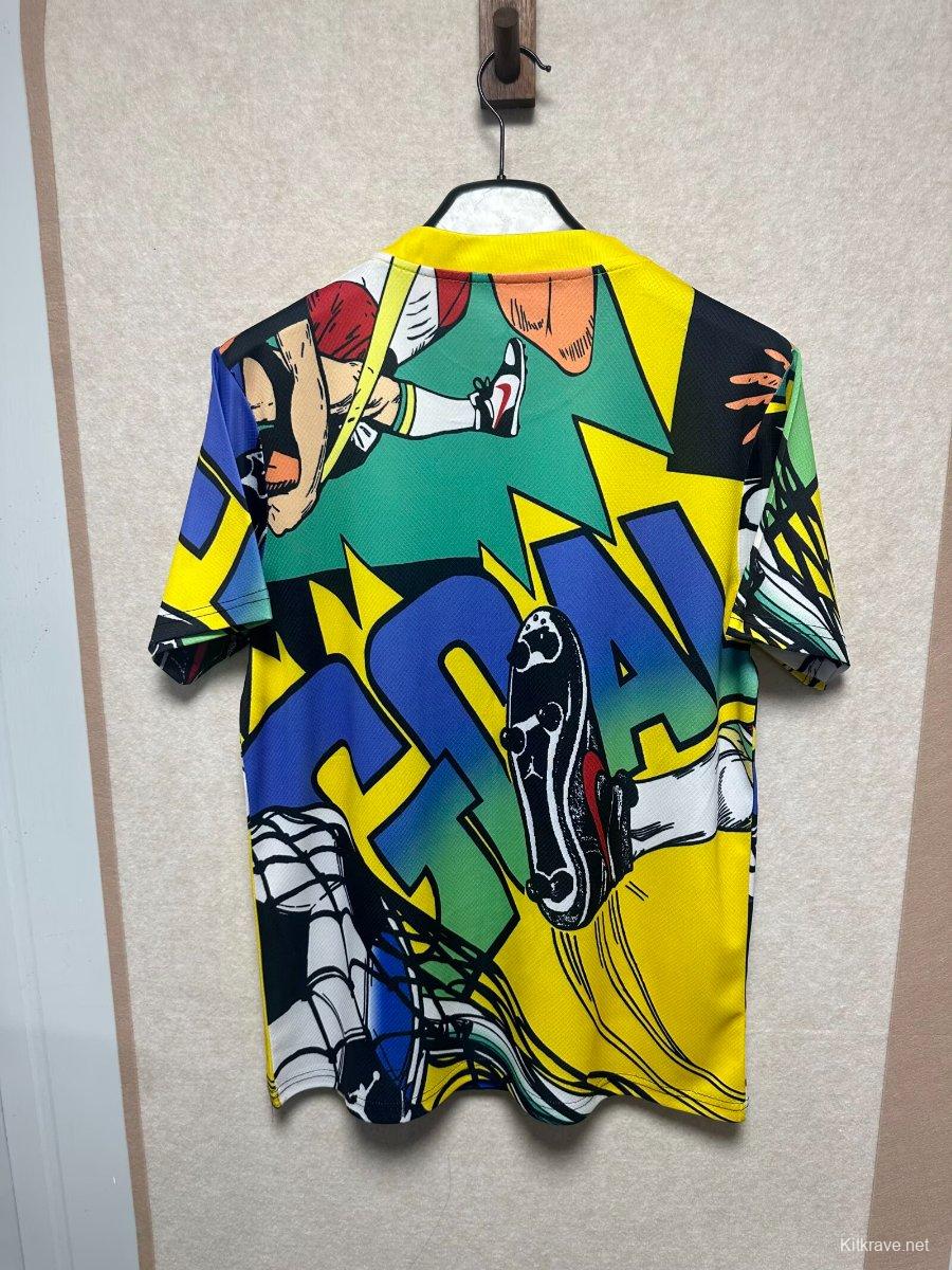 2026 Jordan Brazil World Cup Lifestyle Vibrant Blue Yellow Jersey