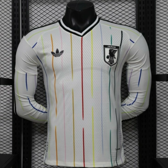 Player Version 2026 Japan Special Edition White with Rainbow  Pinstripe Long Sleeve Jersey
