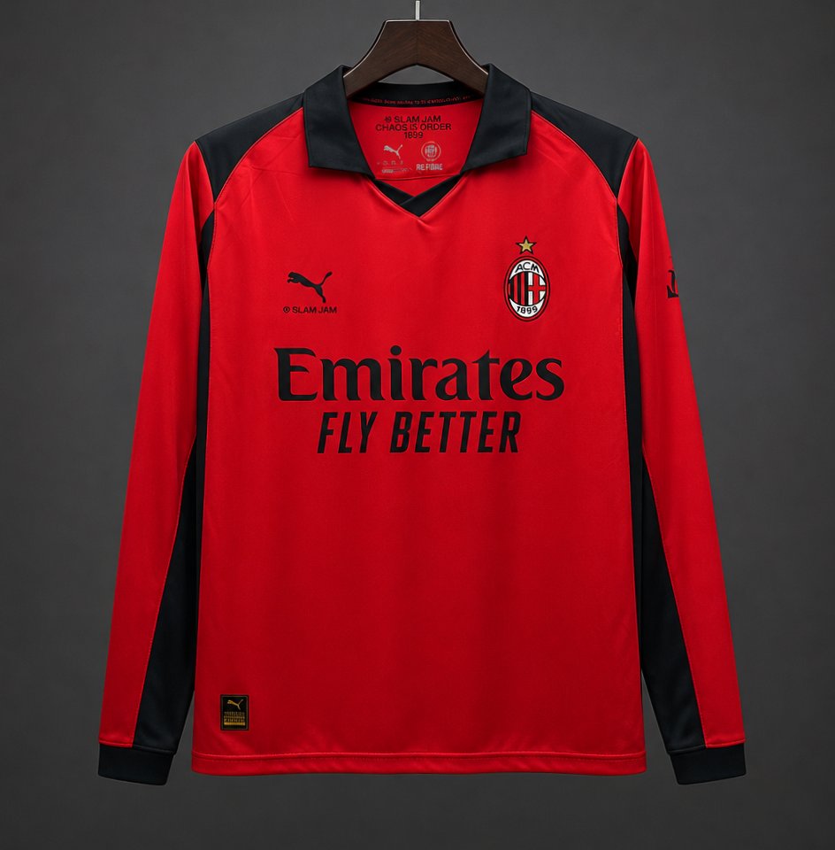 25/26 AC Milan x Slam Jam Limited Edition Long Sleeve Red Forth Jersey