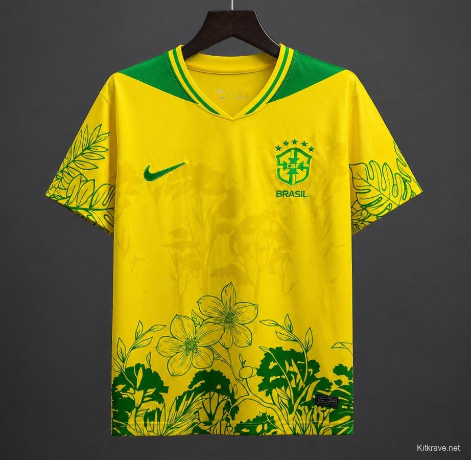 2026 Brazil Yellow Green Special Edition Floral Jersey