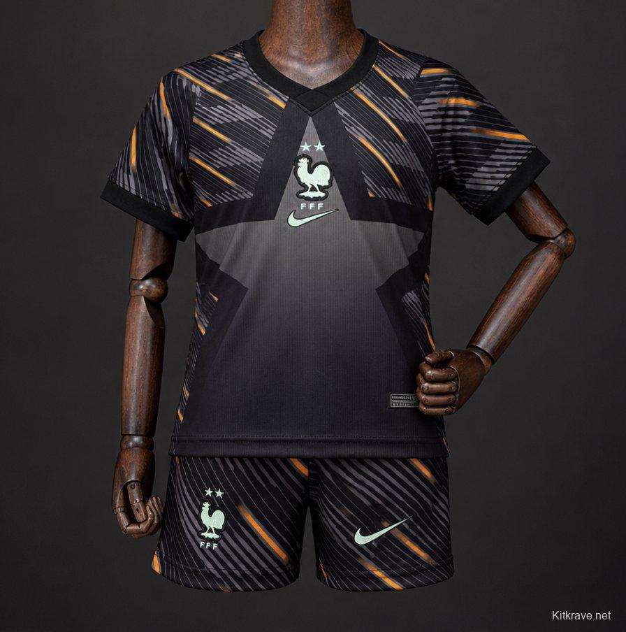 2026 Kids France Black with Orange  Away Jersey
