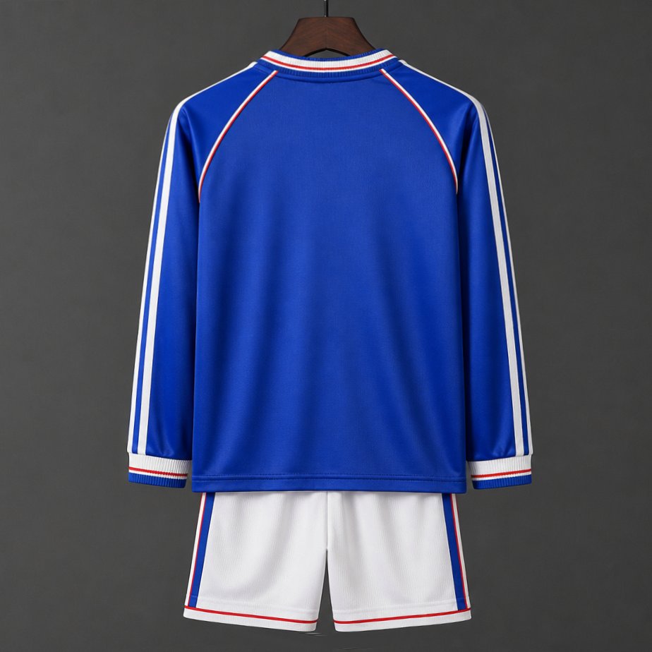 Retro Kids 1998 France Home Long Sleeve Jersey
