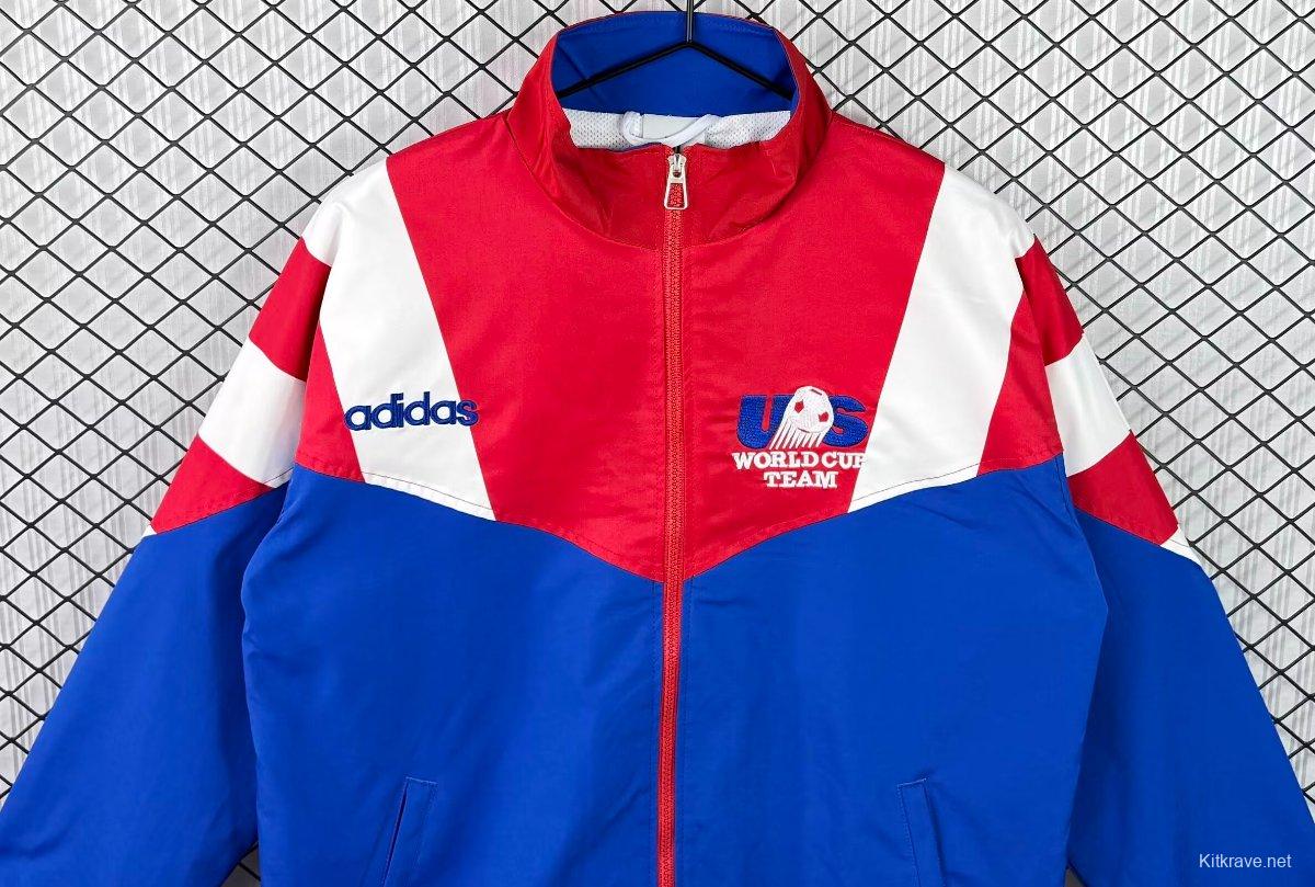 Retro 1994 USA Blue Full Zipper Windbreaker
