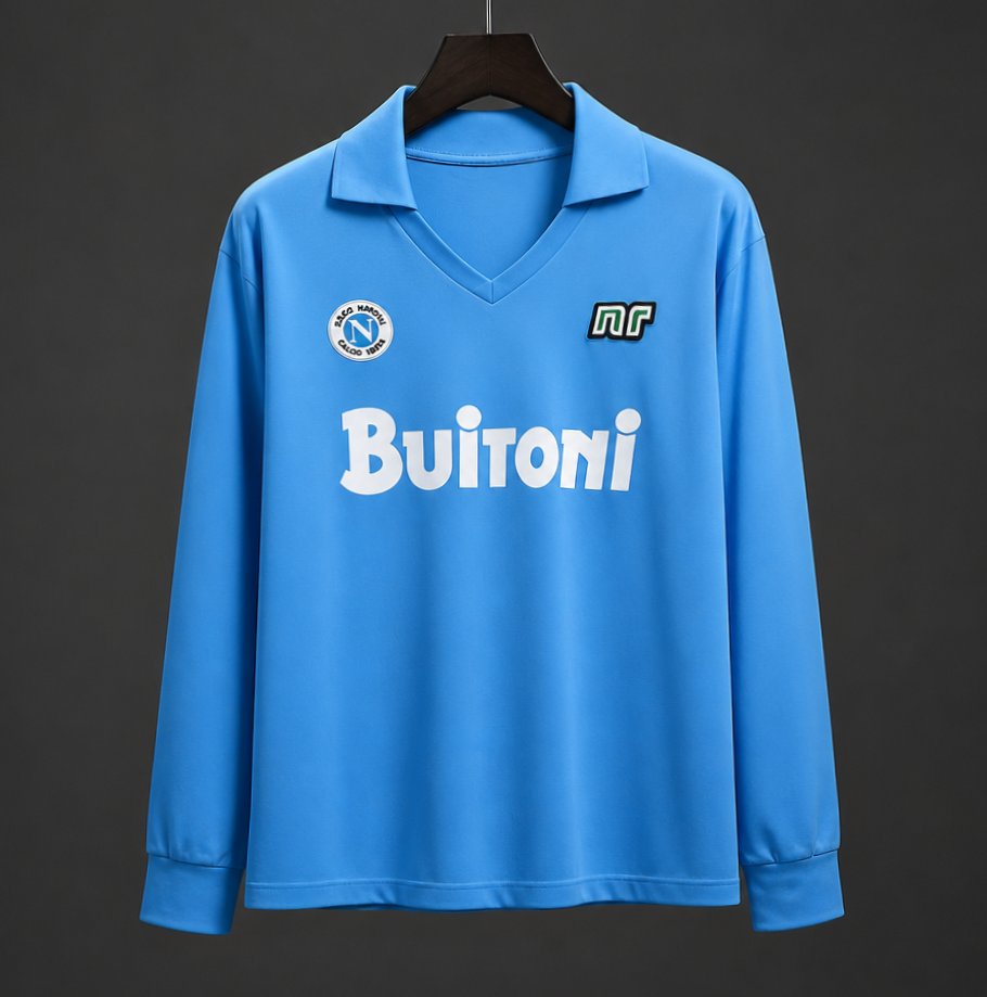 Retro Napoli 87/88 Home Long Sleeve Soccer Jersey