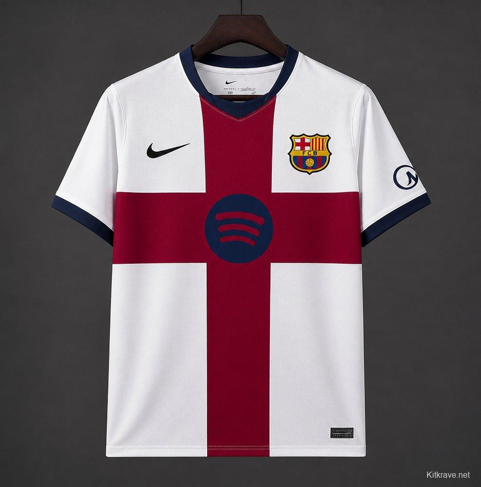 26/27 Barcelona Fourth White&Red Jersey