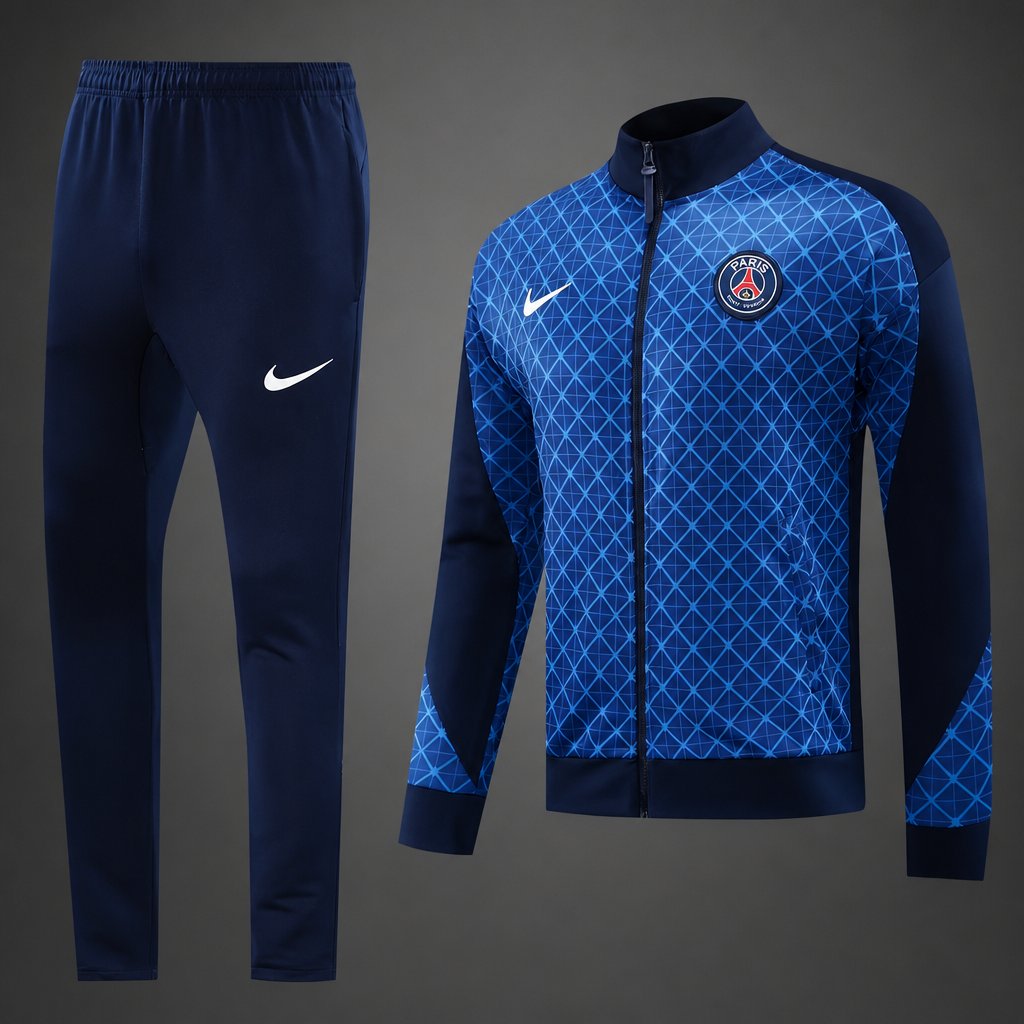 24/25 Paris Saint-Germain  Blue Full Zipper Jacket Tracksuit + Long Pants